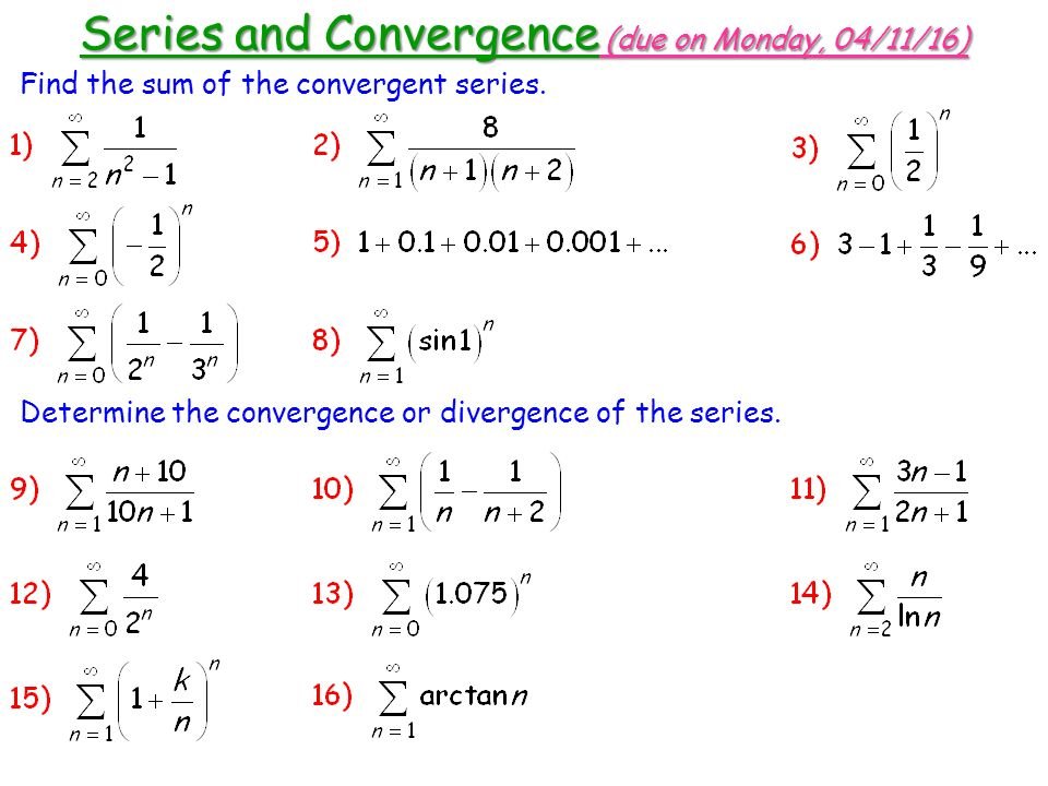 convergence divergence sequence and series worksheet pdf